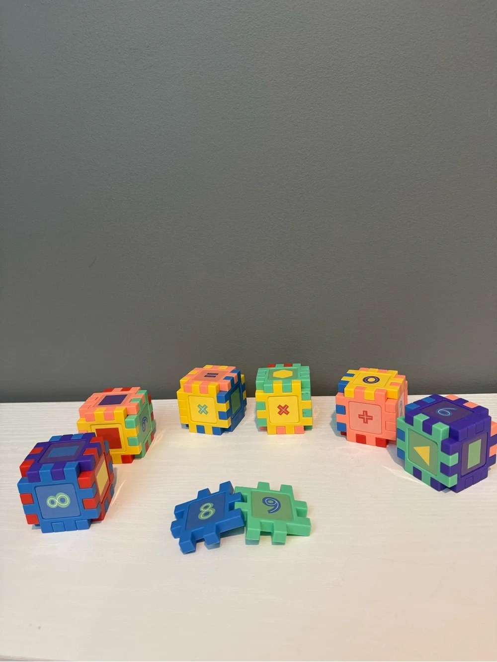 Colorful Number Puzzle Blocks - Set of 9 Educational Cubes